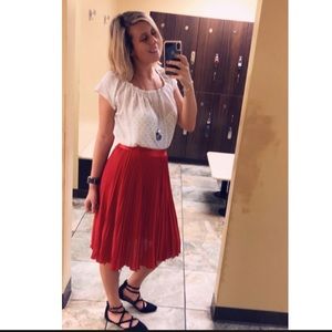 EXPRESS Red Pleated Skirt